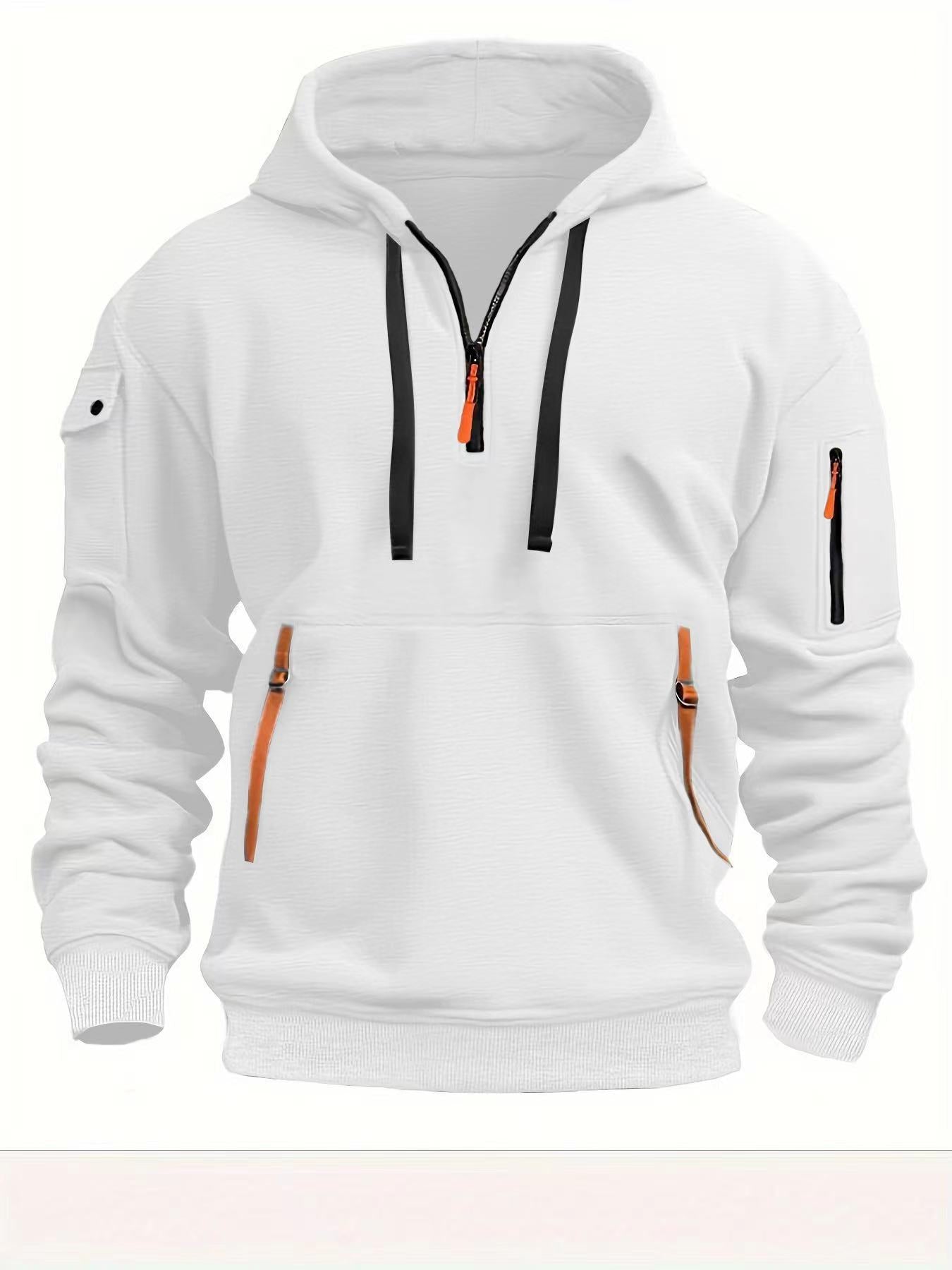 Herren Kapuzenpullover mit Reißverschlusstaschen Sportlich Modern