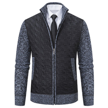 Herren Strickjacke Steppdesign Modern Schwarz