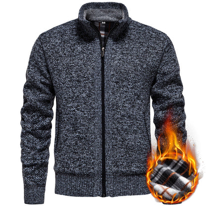 Herren Strickjacke Modern mit hohem Kragen und Taschen