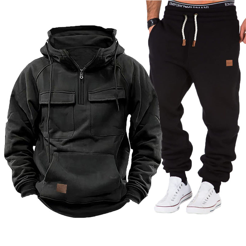 Herren funktionale Kapuzenjacke mit durchgehendem Reißverschluss und praktischen Taschen BerlinGlamour, die für viele Anlässe geeignet sind, wird zu Herren funktionale Kapuzenjacke