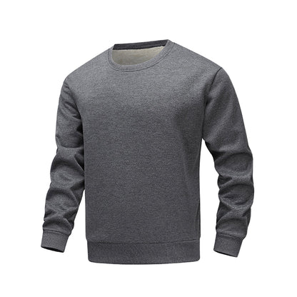 Bequemer Herren Fleece Pullover Rundhals Schwarz
