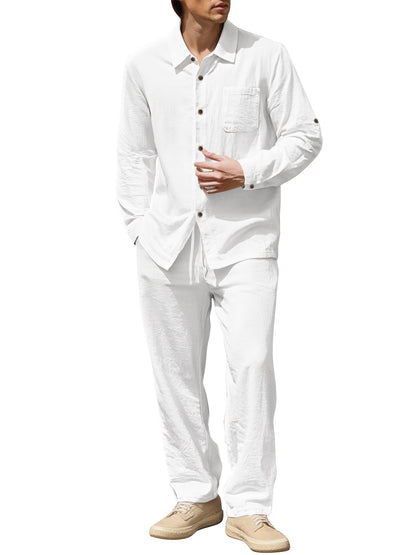 Leinen Hemden Set Herren Lässig Sommer