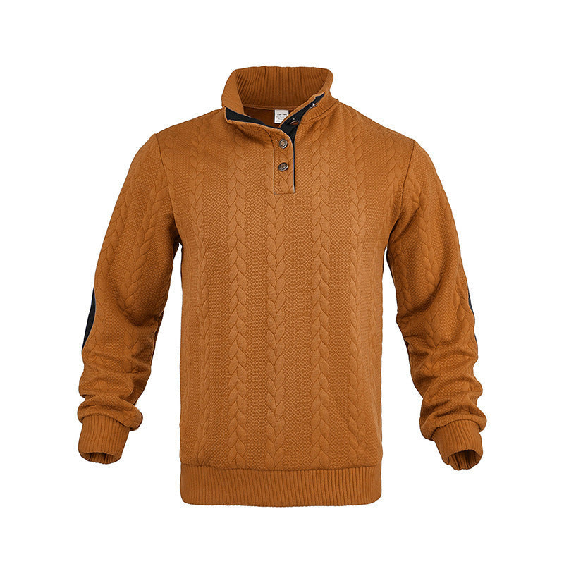 Herren Strickpullover Kabelmuster Kurz Knöpfe Modern