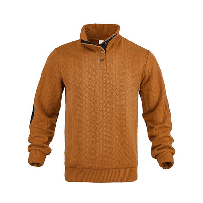 Herren Strickpullover Kabelmuster Kurz Knöpfe Modern