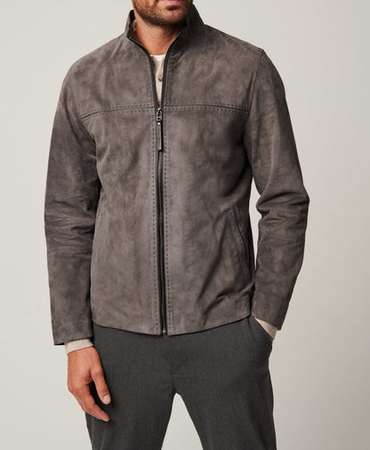 Herren Lederjacke Elegante Slim Fit mit Hochkragen