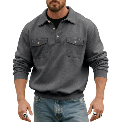 Herren Pullover Mit Brusttasche Modern Stehkragen