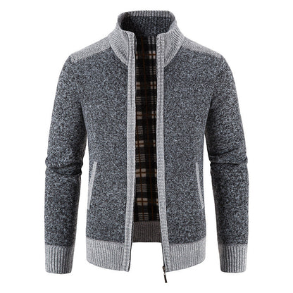 Herren Strickjacke Moderne Reißverschlussjacke Schwarz