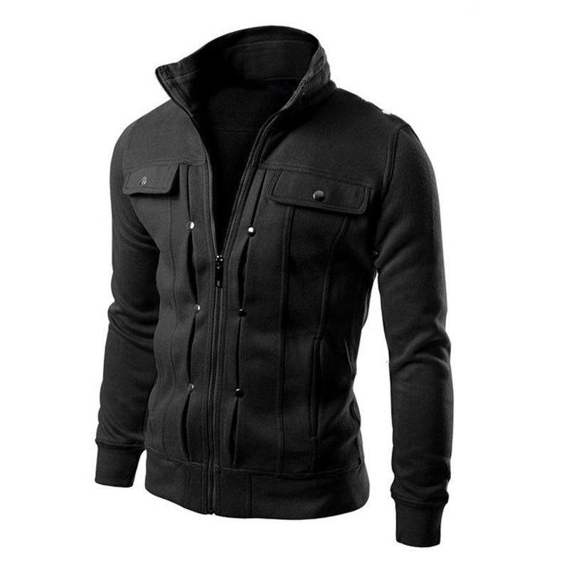 Herren Fleecejacke Modern mit Kragen und Taschen