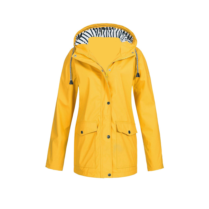 Wasserdichte Damen Regenjacke mit Kapuze und Reißverschluss - BerlinGlamour