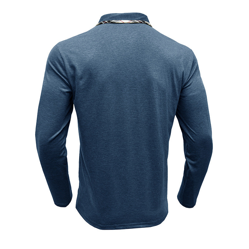 Herren Langarmshirt Mit Kontrastkragen Und Brusttasche Modern