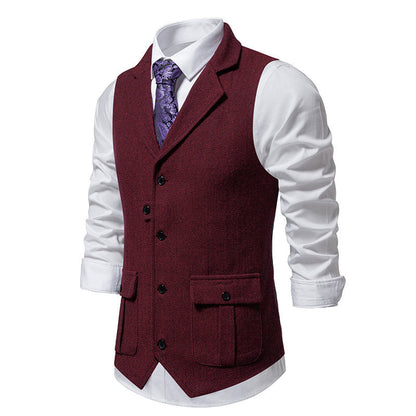 Herren Anzugweste Modern Herringbone Design mit Taschen