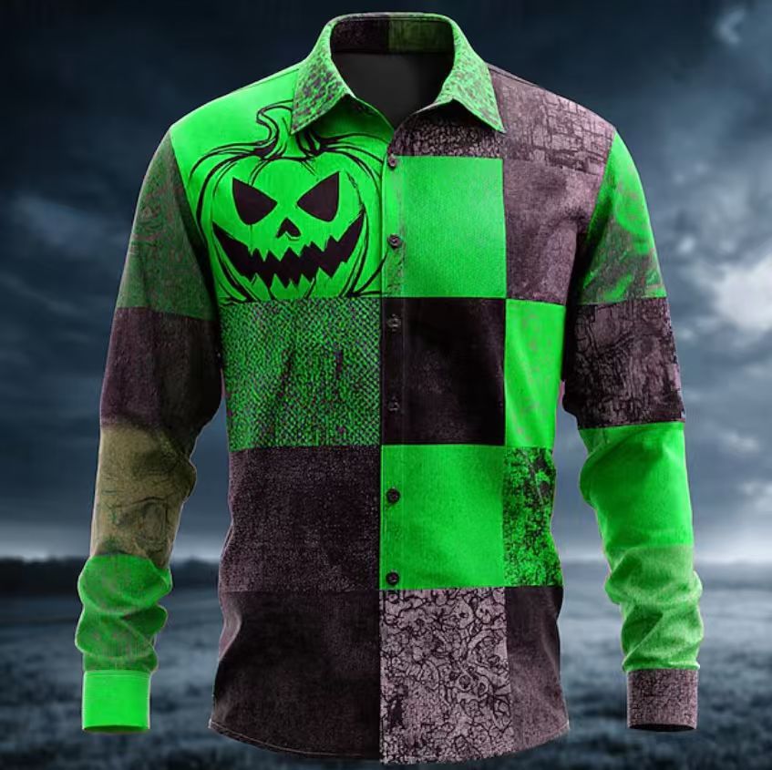 Herren Halloween Hemd Berlin Motiv Gruselig Kurzarm - BerlinGlamour