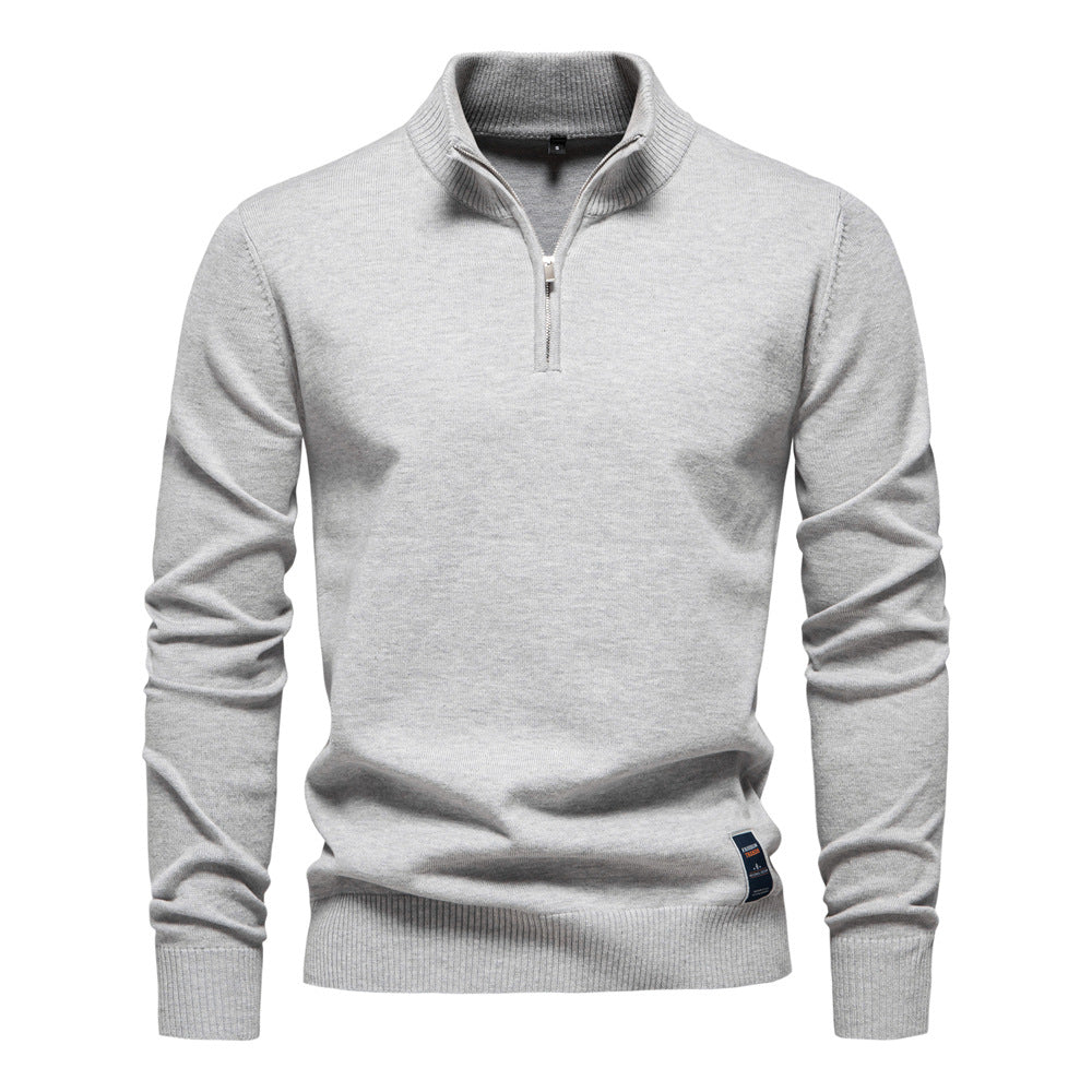 Herren Pullover Kurzarm Stehkragen Modern