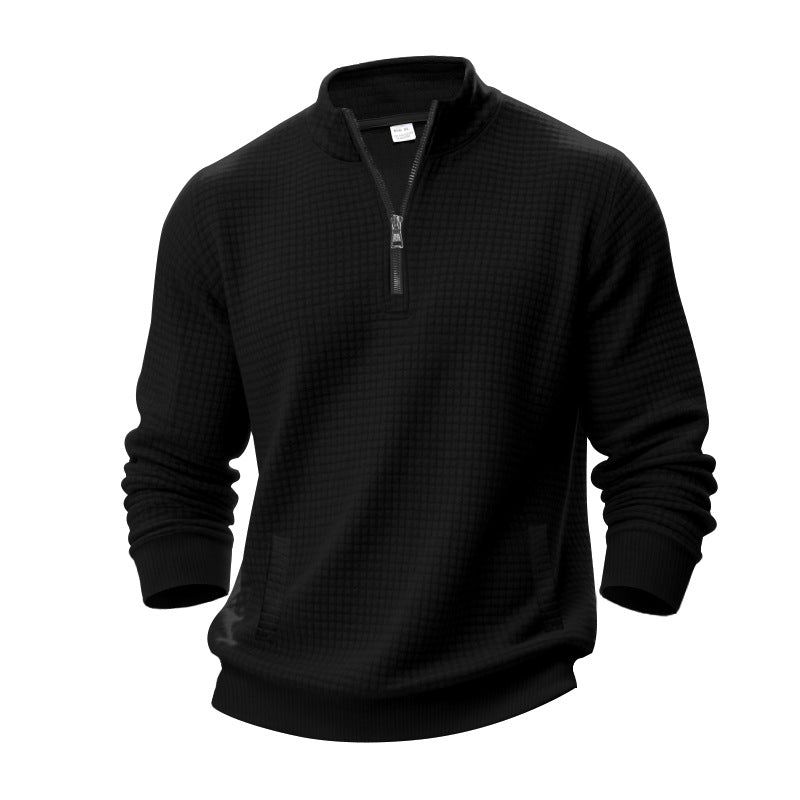 Herren Sweatpullover Strukturiert Reißverschluss Kurz