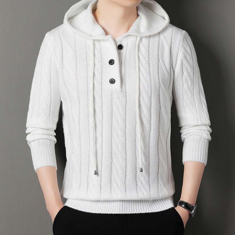 Herren Kapuzenpullover Strickoptik Grau Modern - BerlinGlamour