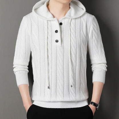 Herren Kapuzenpullover Strickoptik Grau Modern - BerlinGlamour