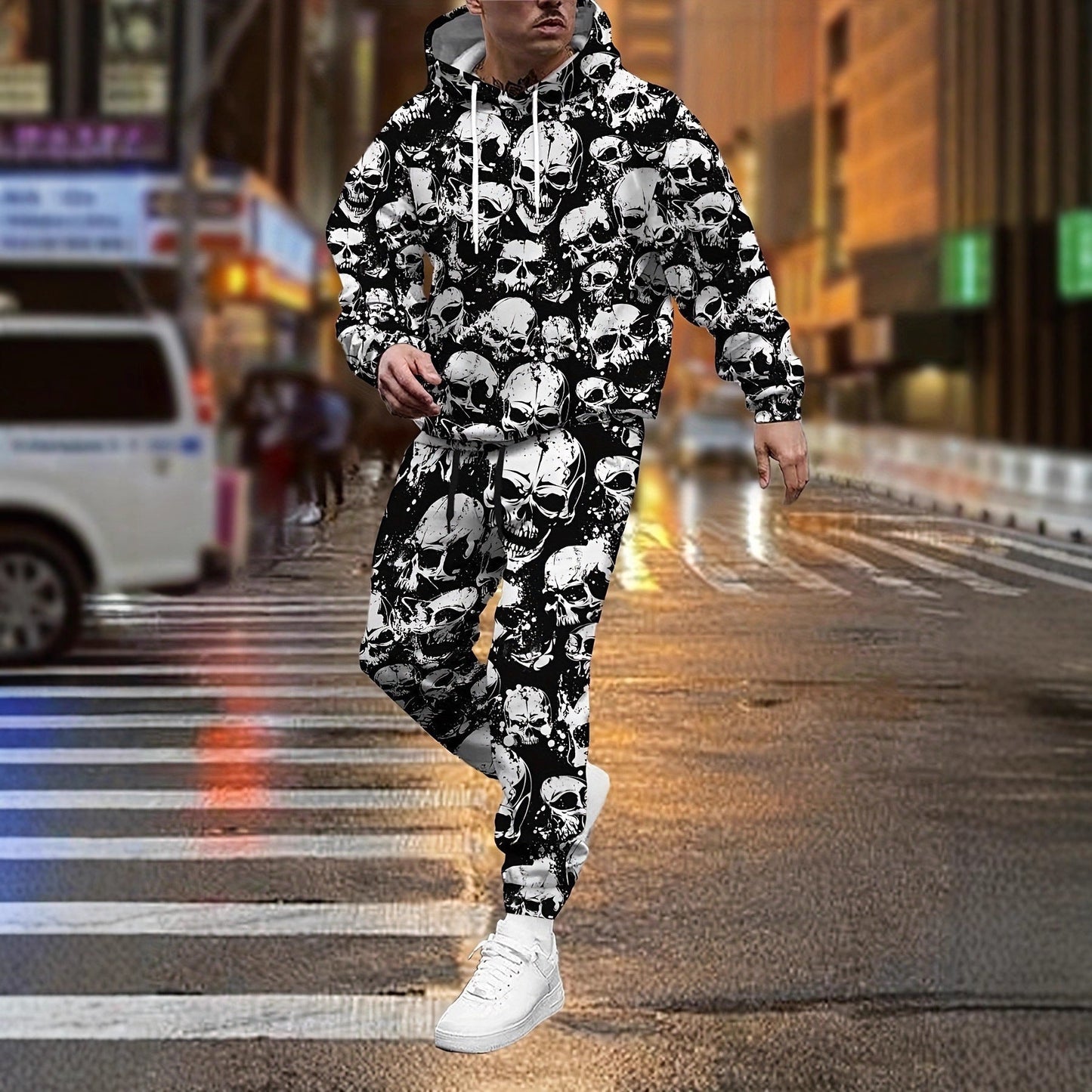 Herren Hoodie Jogginghose Bunt Comic Style Streetwear