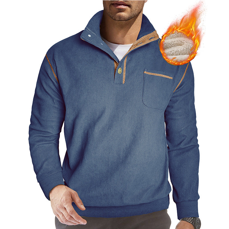 Herren Pulloverjacke Modern mit Kragen und Brusttasche
