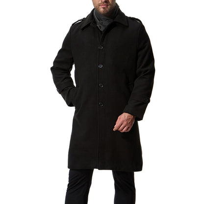 Herren Wollmantel Lang Klassisch Mit Taschen