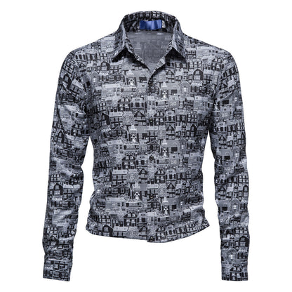 Herren Langarmhemd Modern Berlin Motiv Slim Fit - BerlinGlamour