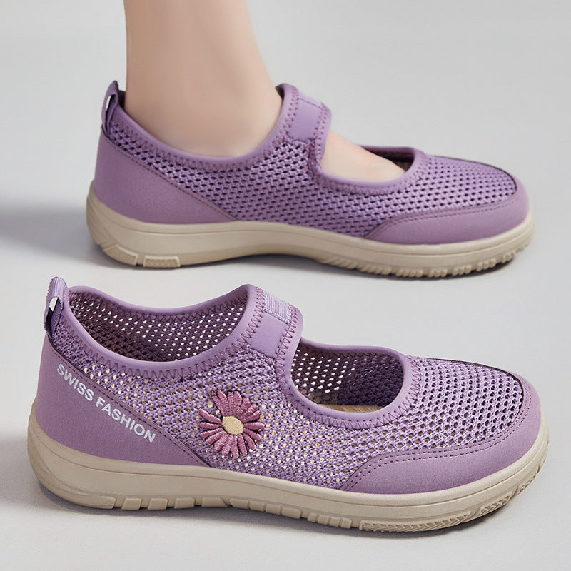 Damen Strickschuhe Bequem Atmungsaktiv Floralmuster - BerlinGlamour