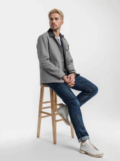 Herren Jacke lässig Baumwoll Worker Style Casual