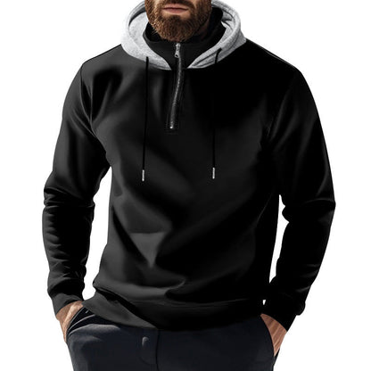 Herren Hoodie Sportlich Halbzip Kapuze Modern