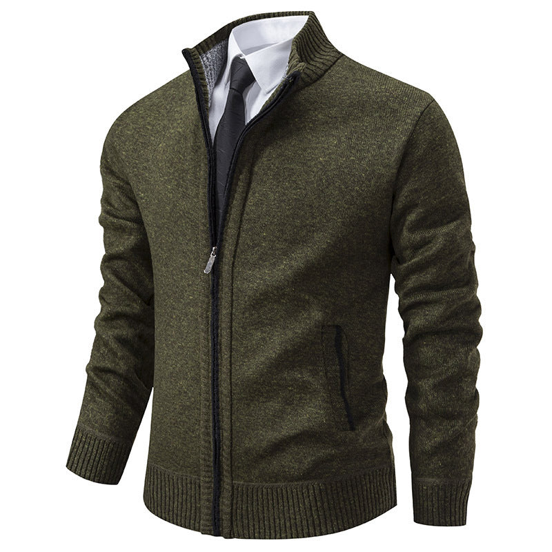 Herren Strickjacke Sportlich Stehkragen Reißverschluss