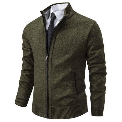 Herren Strickjacke Sportlich Stehkragen Reißverschluss