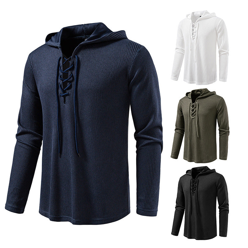 Herren Kapuzenpullover Struktur Design Schnürung Modern
