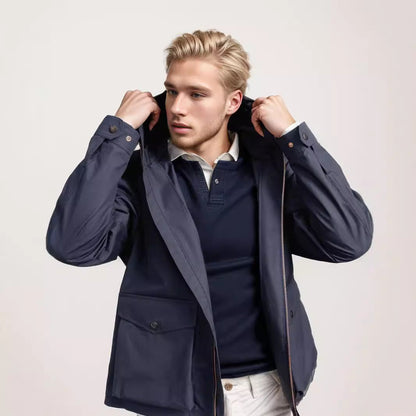 Herren Übergangsjacke Funktional mit Abnehmbarer Kapuze Modern