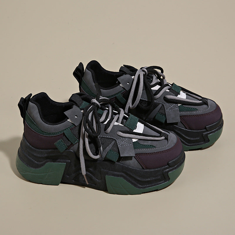 Damen Sneaker Sportlich Chunky Schnell Schnüren