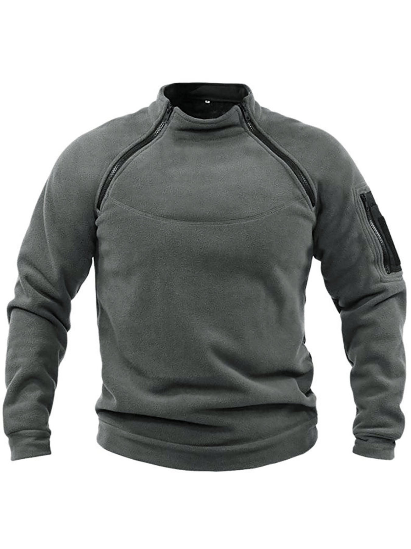 Herren Fleece-Hoodie Warm mit Reißverschluss und Hochkragen