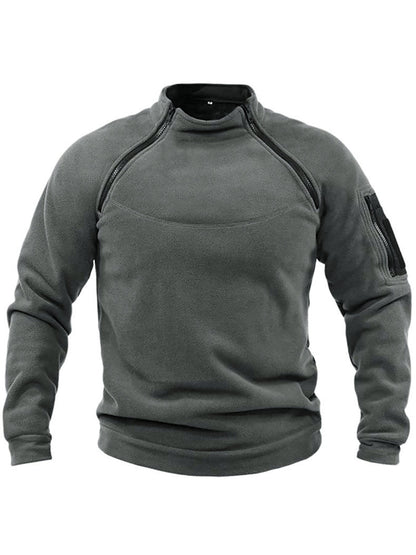 Herren Fleece-Hoodie Warm mit Reißverschluss und Hochkragen