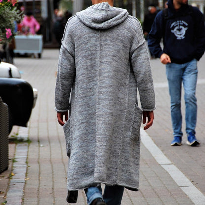 Herren Strickmantel Lang Modern Lässig