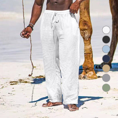 Leichte Leinenhose Herren Strandhosentyp mit elastischem Bund - BerlinGlamour
