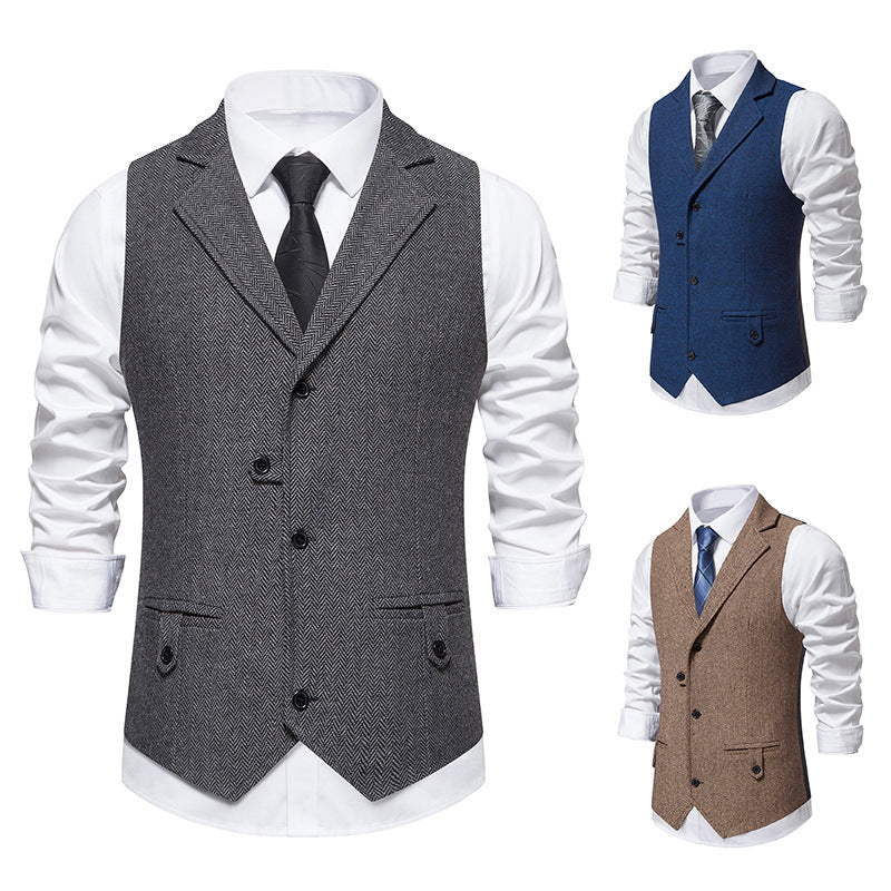 Herren Anzugweste Klassisch Hahnentrittmuster Elegant Schwarz - BerlinGlamour