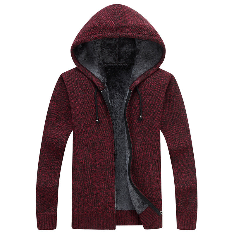 Herren Fleecejacke Bequem Warm mit Kapuze