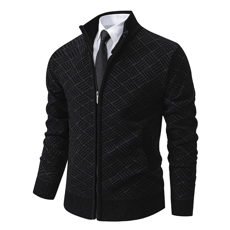 Herren Strickjacke Modern mit Reißverschluss und Buntmuster