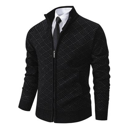Herren Strickjacke Modern mit Reißverschluss und Buntmuster