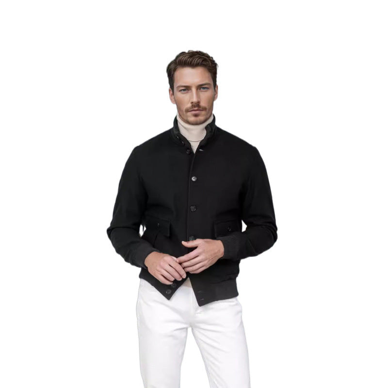 Herren Casual-Jacke Modern mit Taschen Schwarz