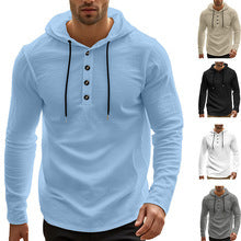 Herren Hoodie Langarm-Shirt mit Knöpfen und Taschen - BerlinGlamour