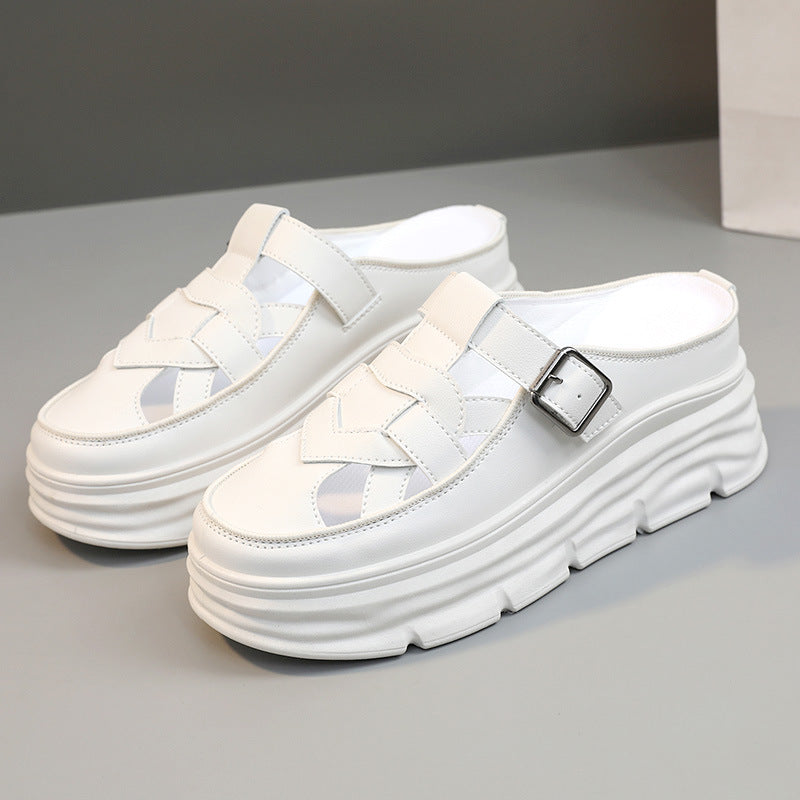 Damen Mules Plateauschuhe Schnallen Design atmungsaktiv
