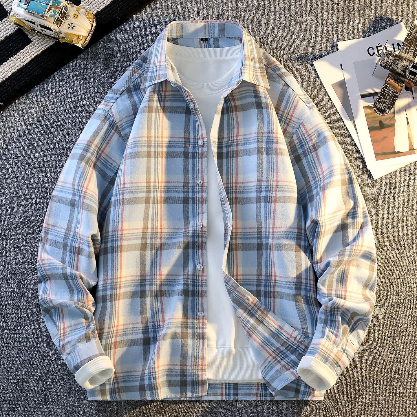 Herren Flanellhemd Karomuster Warm Modern