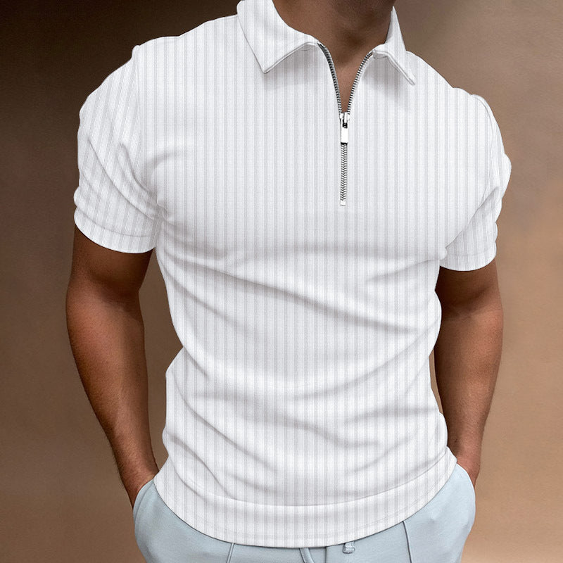 Herren Polo Shirt Kurzarm Reißverschluss Kragen Modern - BerlinGlamour