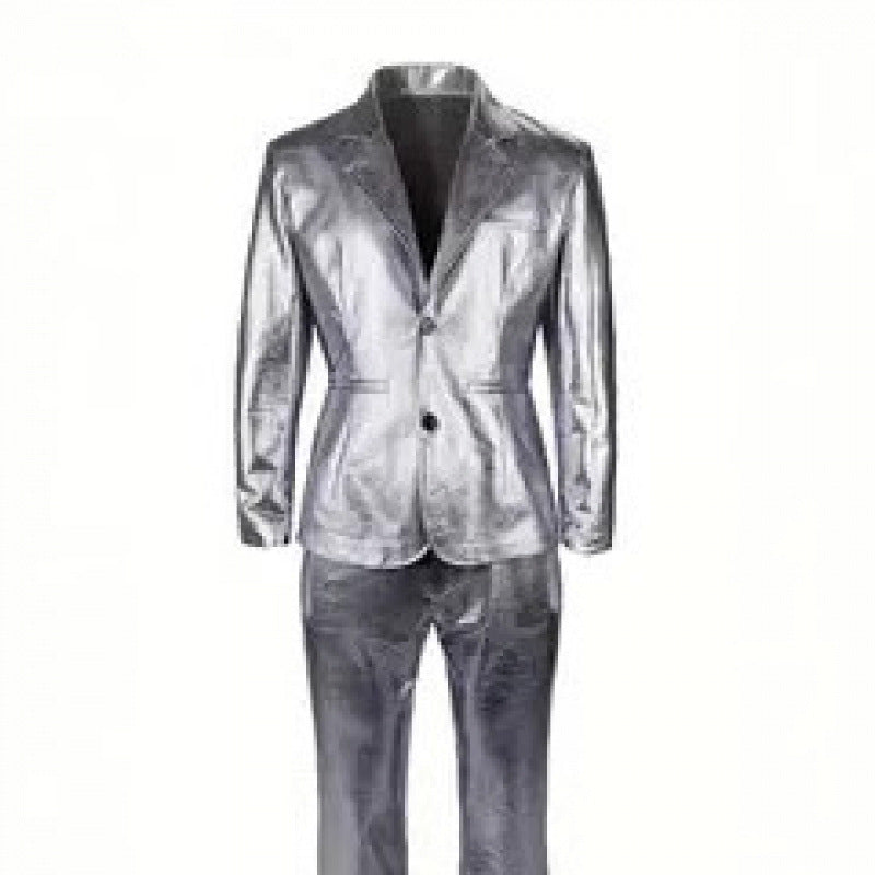 Eleganter Herren Anzug Satin Schwarz Modern