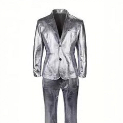 Eleganter Herren Anzug Satin Schwarz Modern