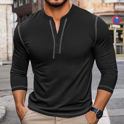 Herren Hemden Langarm Henley Ausschnitt Modern - BerlinGlamour