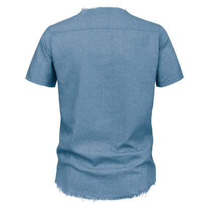 Herren T-Shirt Kurzarm V-Ausschnitt Modern Schnürung