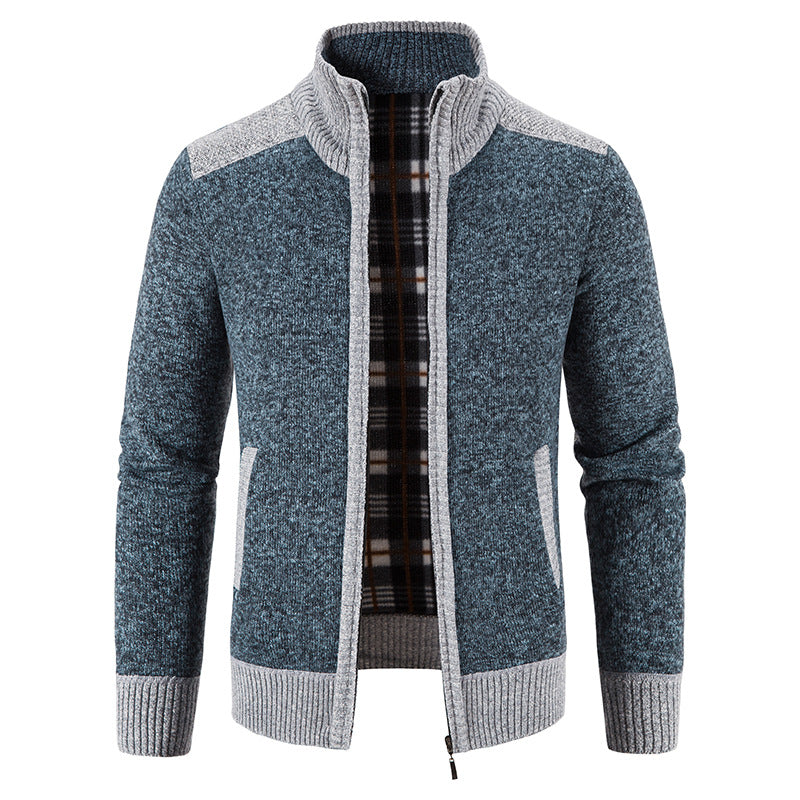 Herren Strickjacke Moderne Reißverschlussjacke Schwarz